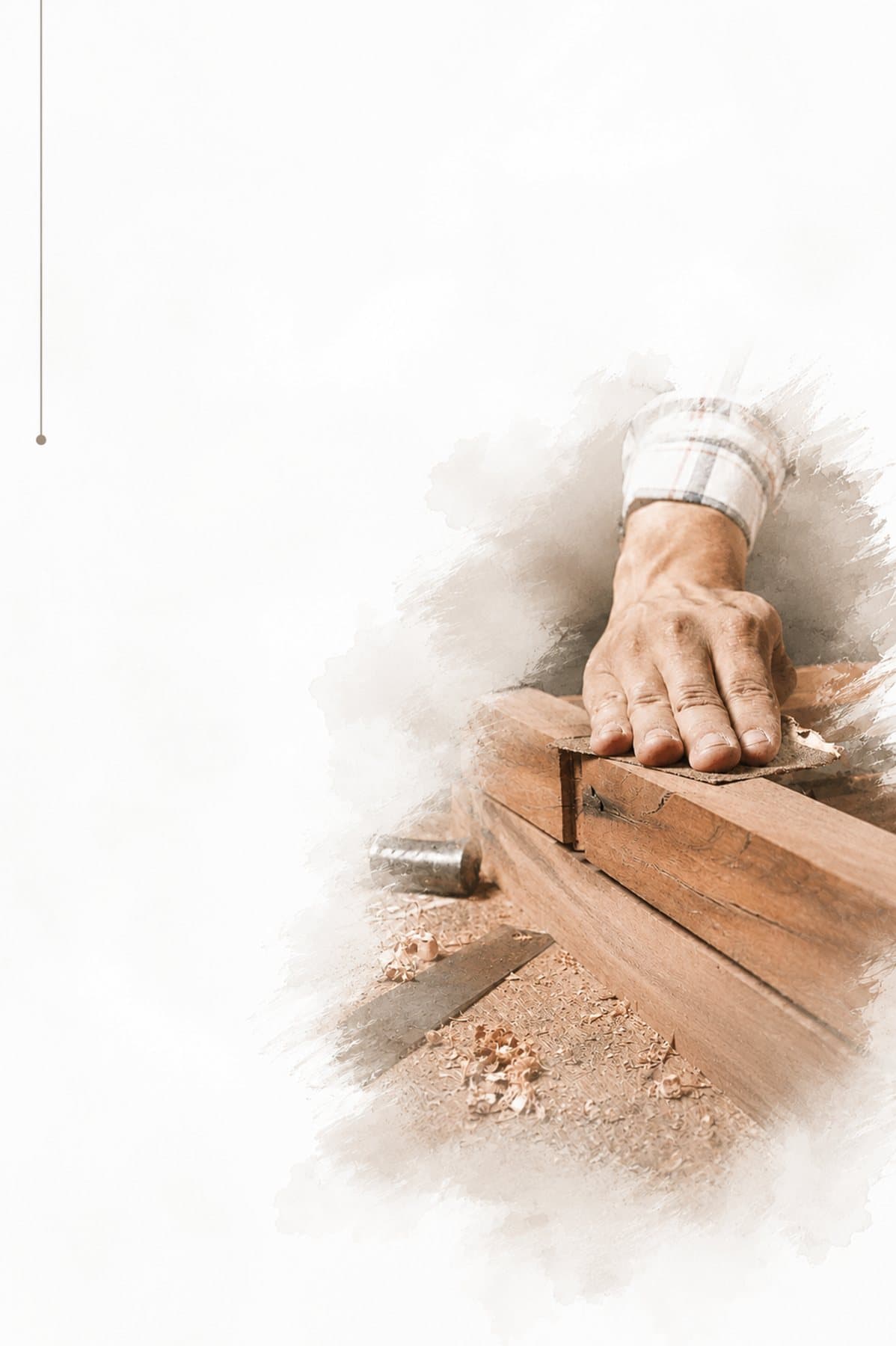 A maker planing a board of solid hardwood by hand